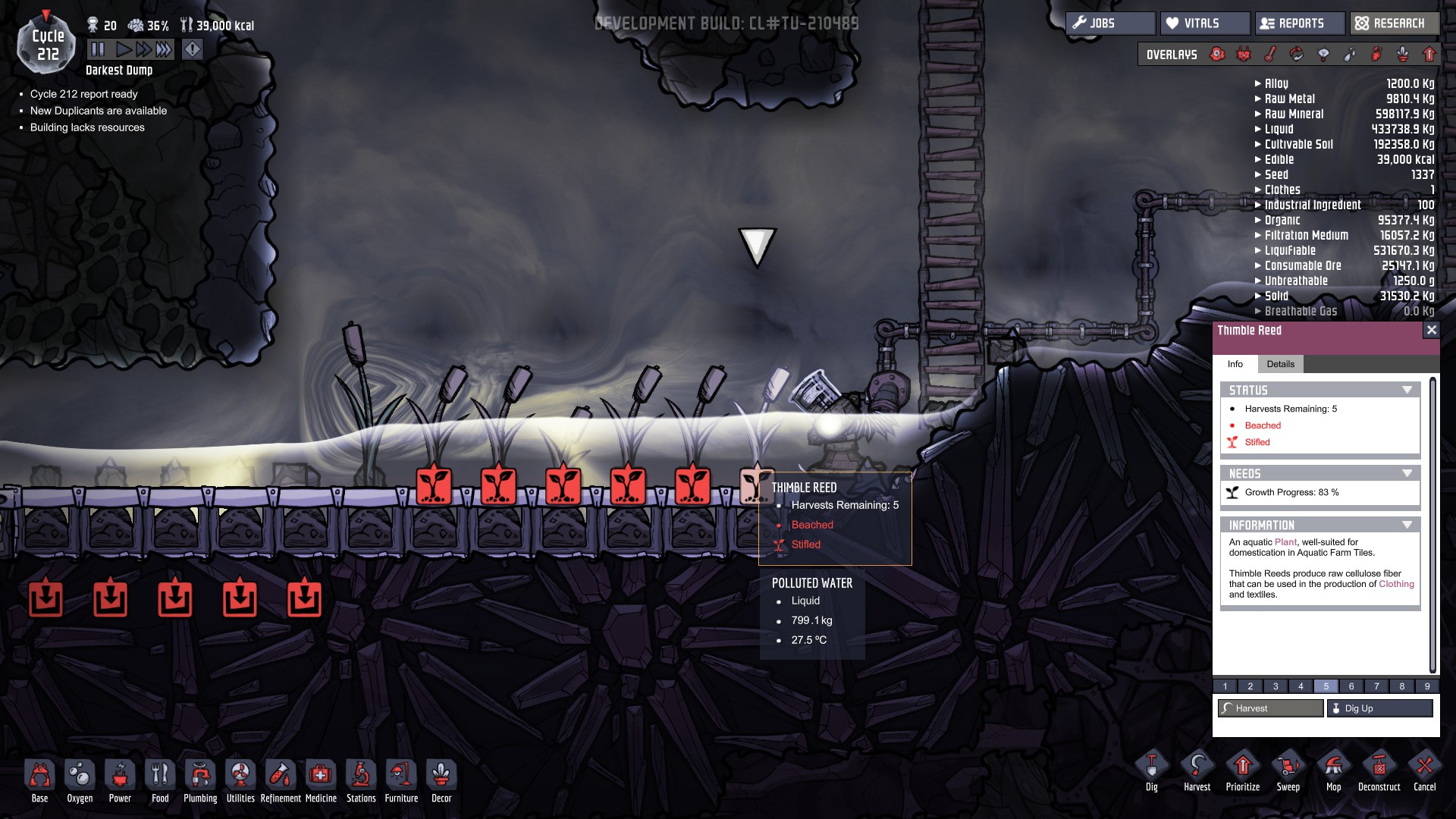 Thimble Reed inverted water requirement Oxygen Not Included Klei Entertainment Forums