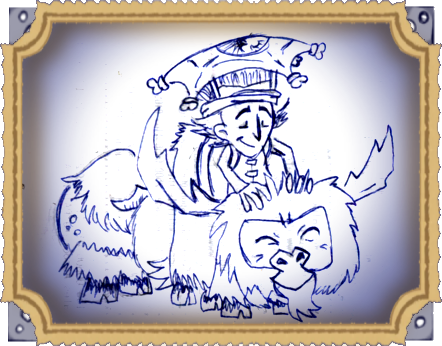 wilson with a domesticated beefalo.png