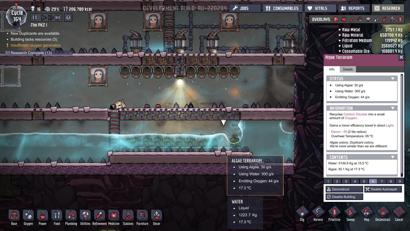 Algae Terrarium absorbed ultimate amount of water Oxygen Not Included