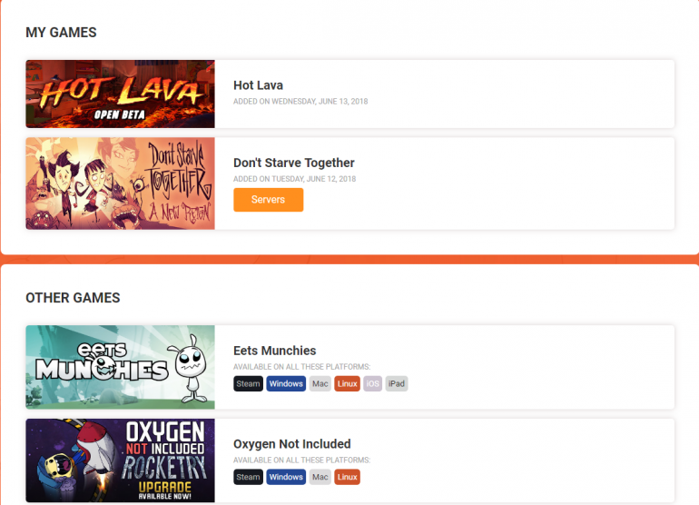 klei account game list
