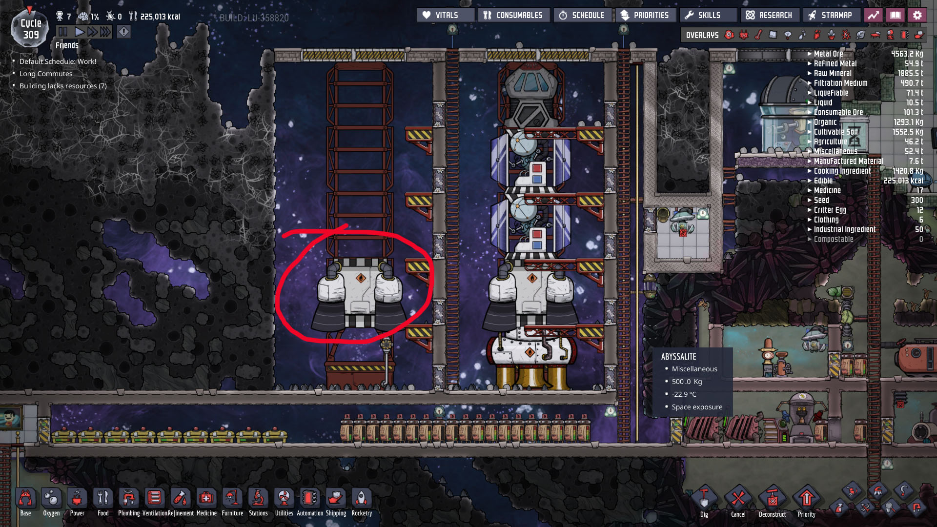 Solid fuel thruster art without rocket present Oxygen Not Included