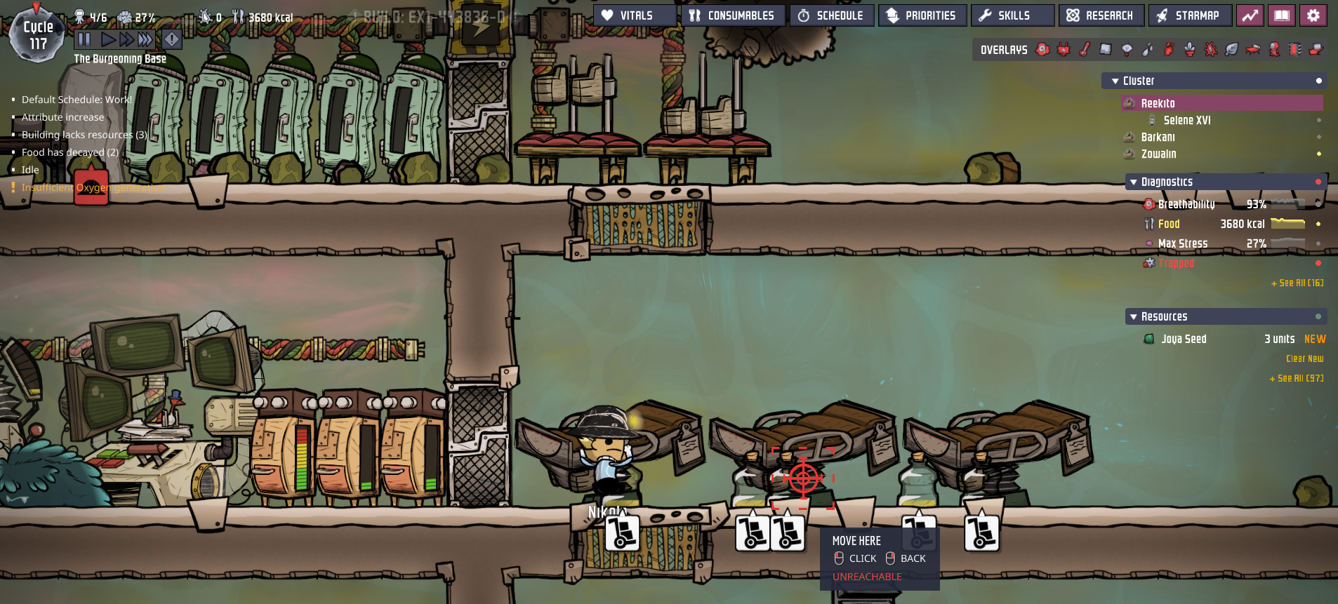 Triage Cot just hanging around. Oxygen Not Included Spaced Out