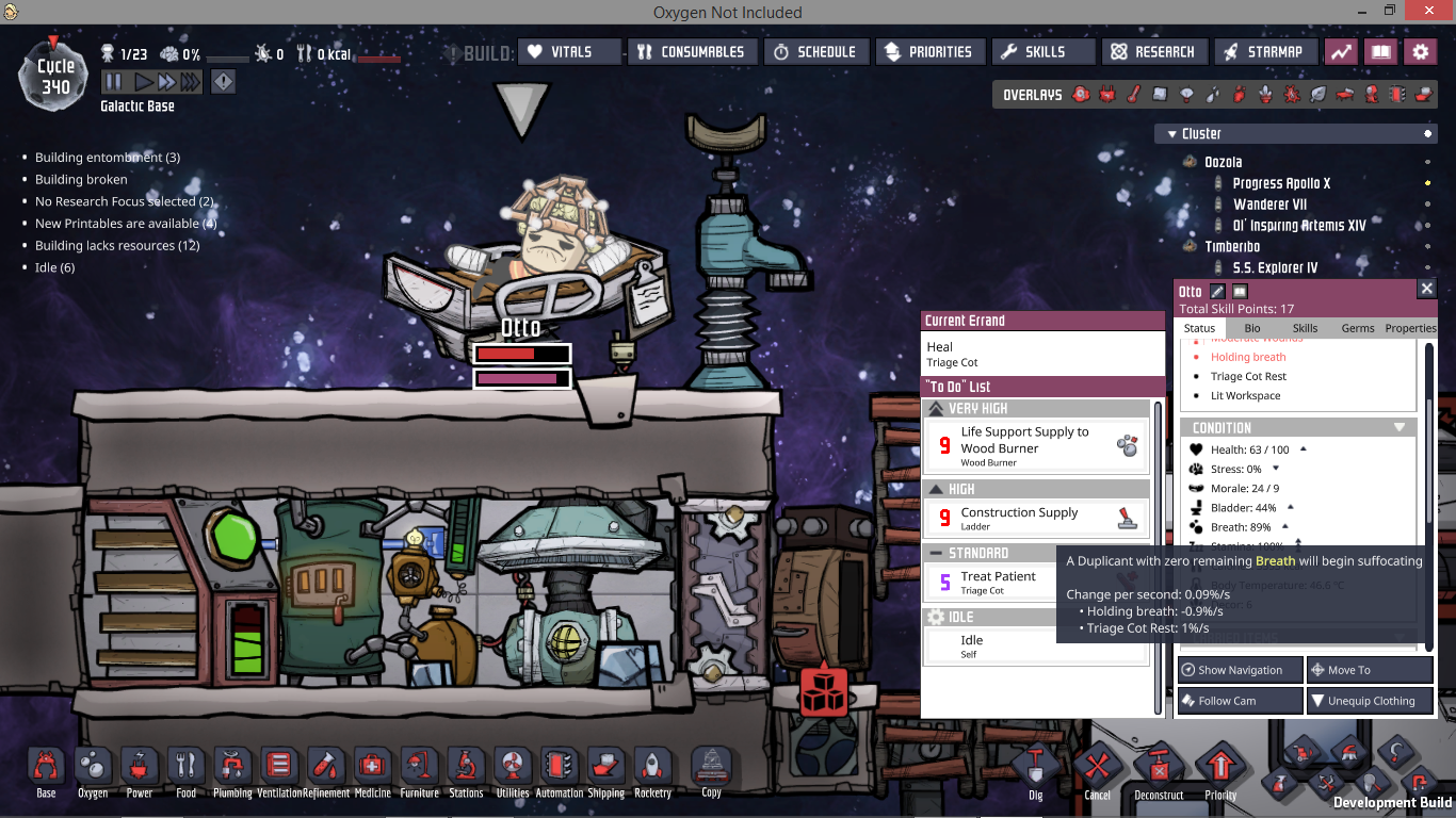 Triage breathing [Oxygen Not Included Spaced Out!] General