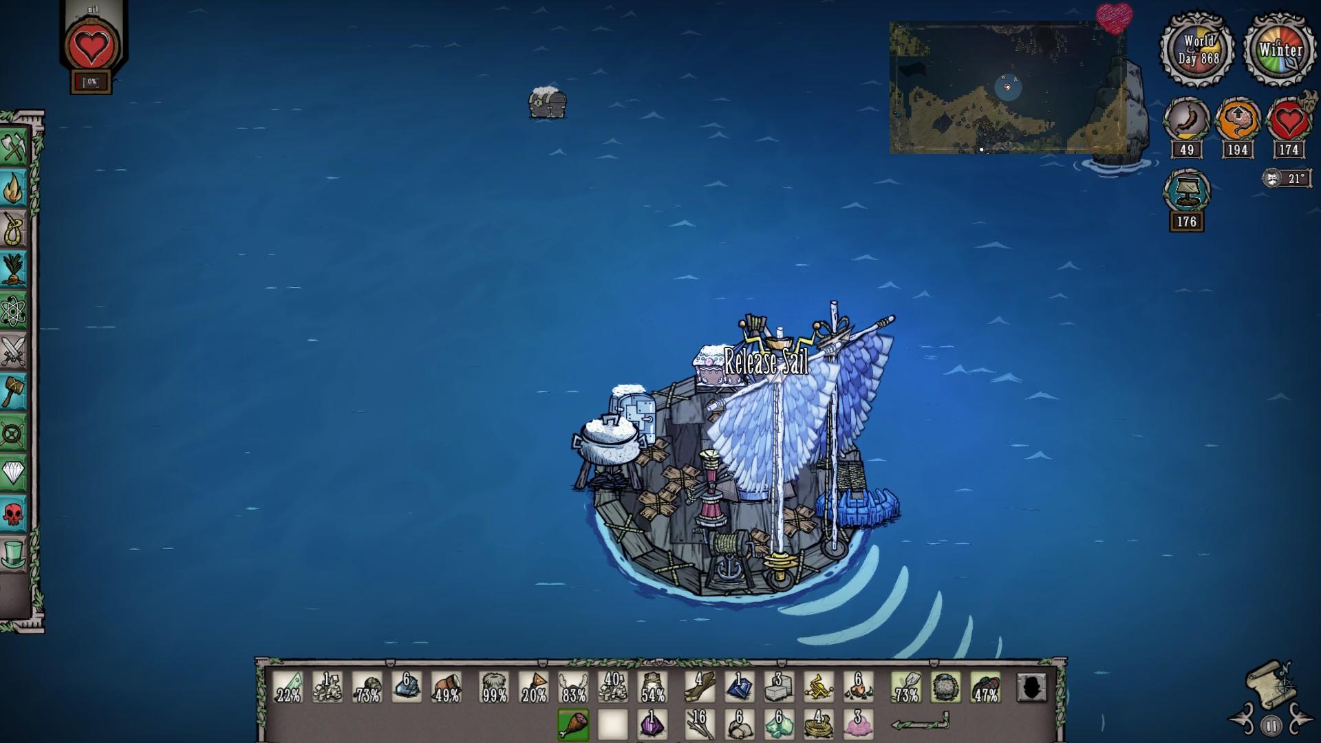 Boat leaving stuff behind - when riding on 2 winged sails - Don't