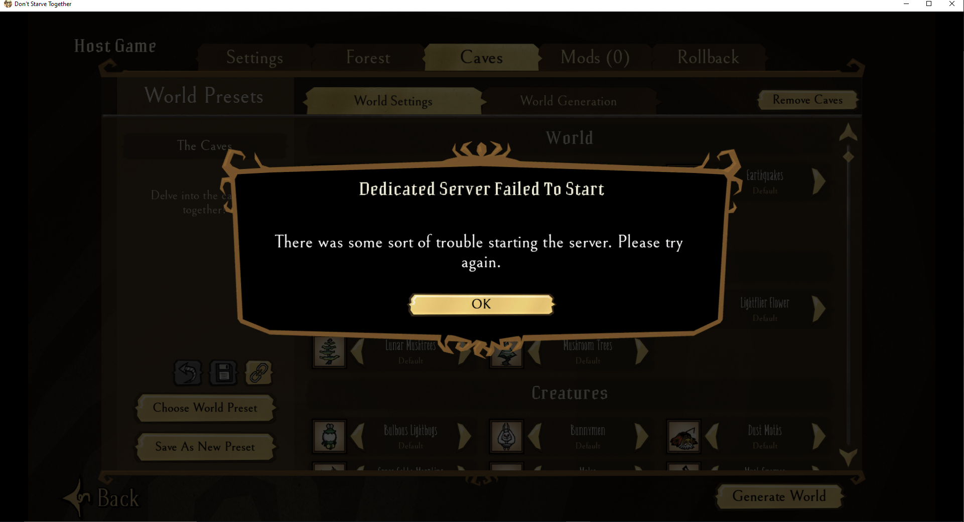 Don t starve выделенный сервер. Don&#039;t start где найти древнего стража..