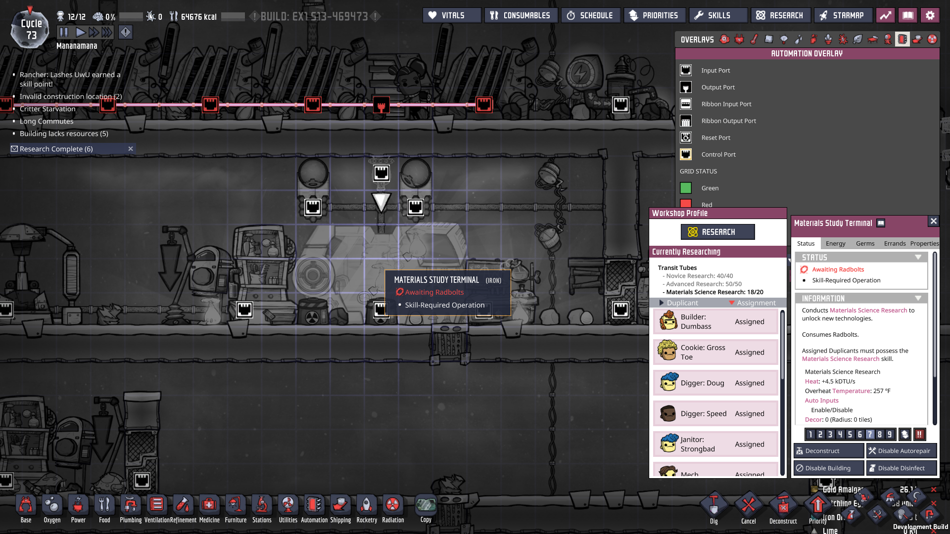 (Help!) Materials Study Terminal not collecting Radbolts [Oxygen Not