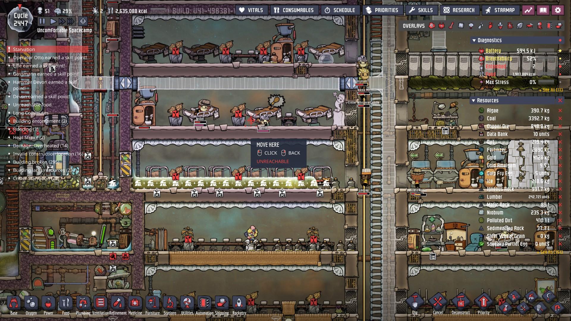 Dupe stuck "Test text"ing under a Triage Cot Oxygen Not Included