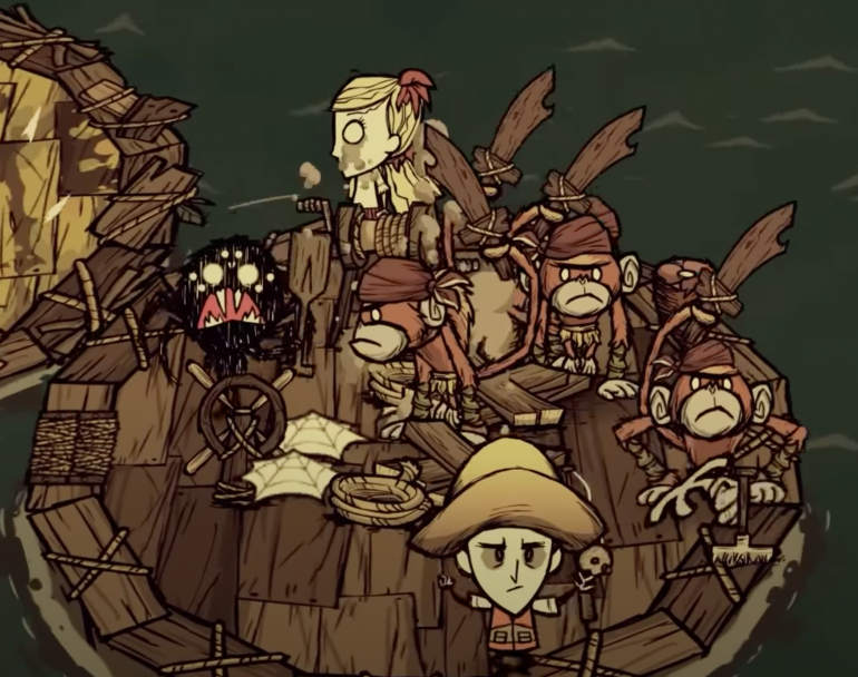 The survivors' boat, trashed by the Pirate Monkey raid.