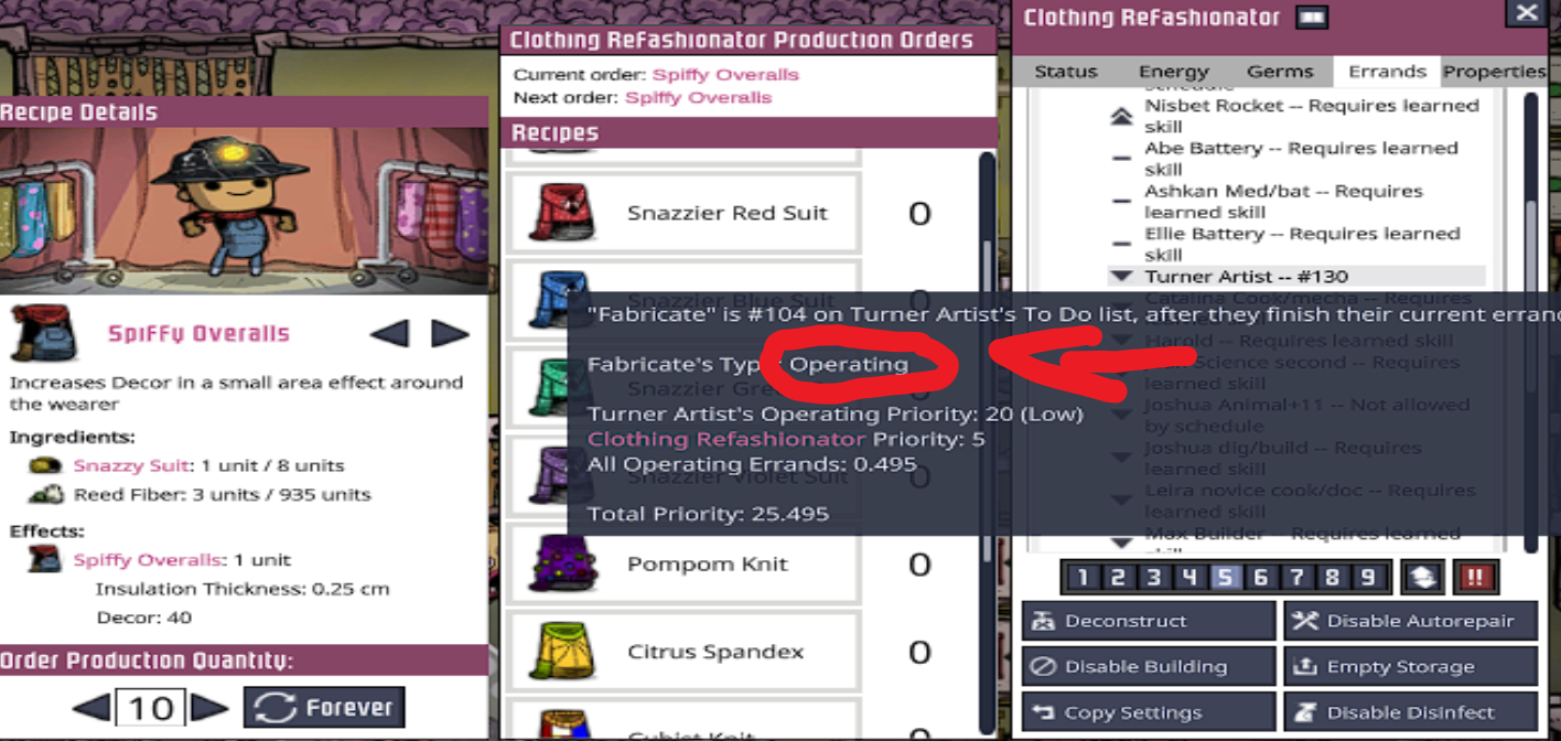 Errand tab uses the wrong Priority in the clothing refashionator