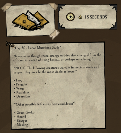 Typo in Scrapbook Don't Starve Together Beta Branch Klei